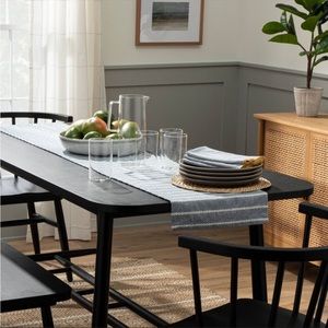 Dobby Woven Rib Stripe Table Runner Faded Blue/White - Hearth & Hand Magnolia